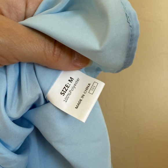 Powder Blue Women’s Mini Wrap Dress Ruffle Chiffon Alice in Wonderland Medium - Picture 5 of 10